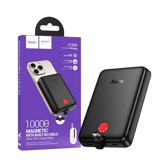 Power Bank Magnético Hoco  J133A Triumph com Cabo Tipo-C PD20W 10000mAh Preto